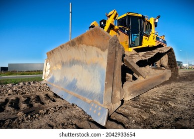 Caterpillar D6 bulldozer at a construction site in The Netherlands. October 9, 2010