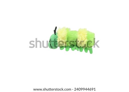 caterpillar finger puppet doll plaything for kids isolated on white background. child soft toys collection. top view character puppet. colorful caterpillar.
