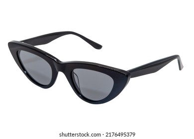 Cateye sunglasses for women black frame with grey shades top front view