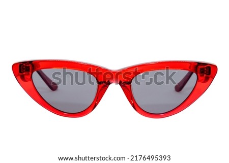 Cateye sunglasses for women red frame with grey shades front view
