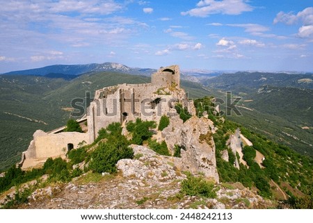 Cathar castle Perapertusa, located in Occitania, Pyrenees, France

