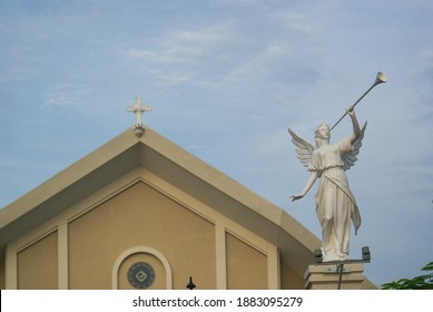 Cathedral And Archangel Statue In Dili Timor Leste