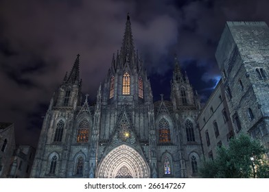 Cathedral of Barcelona, Spain at night - Powered by Shutterstock