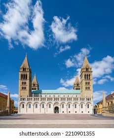 The Cathedral Of Pécs (Pécsi Bazilika) With Sunshine And Blue Sky