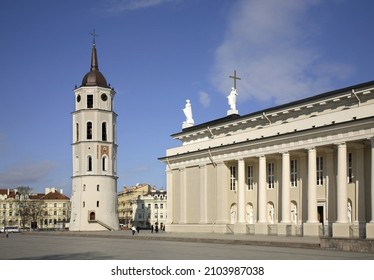 Cathedral And Bell Tower In Vilnius. Lithuania