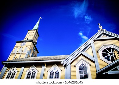 Tromsø Cathedral With Blue Sky