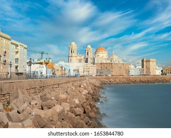 Cádiz Cathedral From Campo Del Sur Sea Promenade