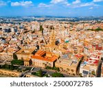 The Cathedral Church of Saint Mary aerial panoramic view, Murcia. Murcia is a city in south eastern Spain.