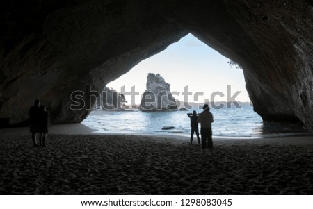 Similar – Image, Stock Photo people silhouettes on North sea beach at low tide