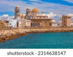 Cathedral de Santa Cruz in sunny day, Cadiz, Andalusia, Spain