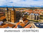 Cathedral and Episcopal Palace of Astorga in summer. Castile and Leon. Spain