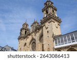 Mondoñedo Cathedral and Episcopal Palace in Galicia, Spain. Gothic and Baroque architecture in a historic medieval town.