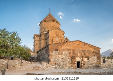 The Cathedral of the Holy Cross on Akdamar Island at Van lake in Eastern Anatolia, Turkey. Historic medieval Armenian Apostolic cathedral on Van lake in Turkey