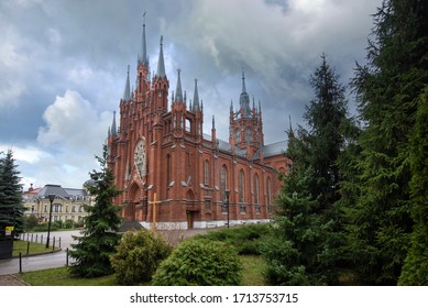 The Cathedral of the Immaculate Conception of the Holy Virgin Mary in Moscow, Russia, a neo-Gothic Catholic Church.