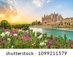 Cathedral La Seu at sunet time, Palma de Mallorca islands, Spain