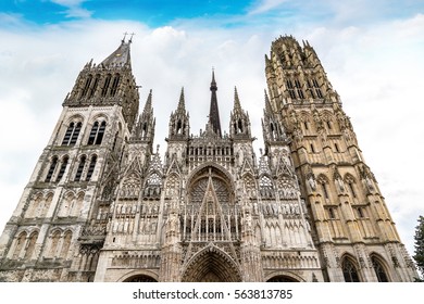 Cathedral Notre-Dame In Rouen In A Beautiful Summer Day, France