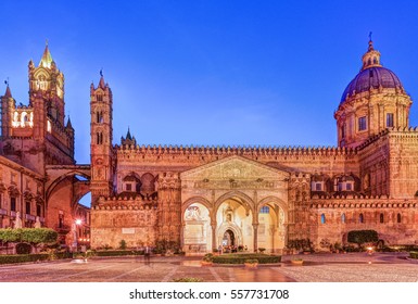 Cathedral Of Palermo At Night, Sicily, Italy