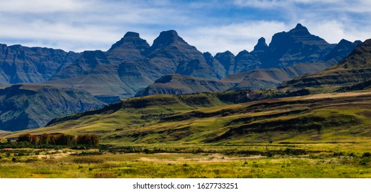 Cathedral Peak Range On A Clear Day In Central Drakensberg South Africa