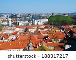 Cathedral pubic domain square area in the center of the old European Vilnius city in Lithuania 