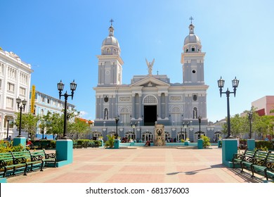 Cathedral of Santiago de Cuba from the Parque Cespedes - Shutterstock ID 681376003