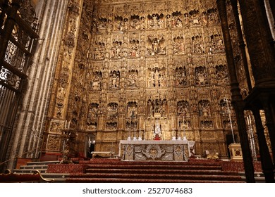 Cathedral of Seville-Detail of the high altar with retable-Capilla Mayor - Powered by Shutterstock