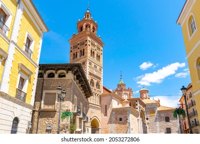 Cathedral square in the historic centre of the city of Teruel in Aragon, Spain. - Shutterstock ID 2053272806