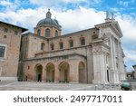 The Cathedral of Urbino was first built in 1021. Cattedrale Metropolitana di Santa Maria Assunta. Marche, Italy.