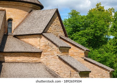 Cathedral Wall With Buttress In Sunlight