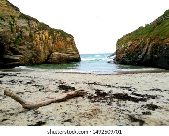 Cathedrals Beach Asturias. Spain Sea Beach. Scenary With Trunk. Wild Nature Landmark. - Shutterstock ID 1492509701