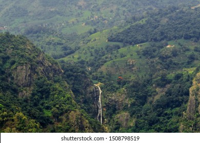 catherine falls from dolphin's nose view point at coonoor , ooty in tamilnadu in india