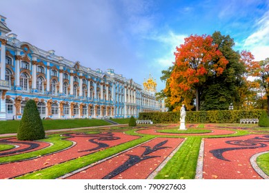 Catherine palace in autumn foliage, Tsarskoe Selo (Pushkin), Saint Petersburg, Russia