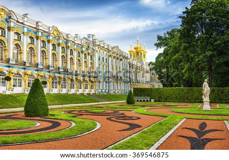 The Catherine Palace located in the town of Tsarskoye Selo (Pushkin), St. Petersburg, Russia.