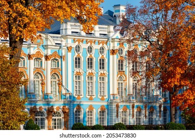 Catherine palace and park in autumn foliage, Tsarskoe Selo (Pushkin), Saint Petersburg, Russia