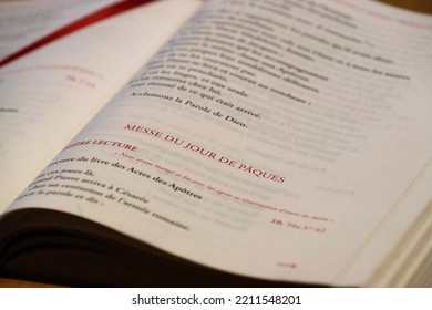 Catholic Church. Easter Day Mass. Lectionary.  Sallanches. France.  04-26-2020