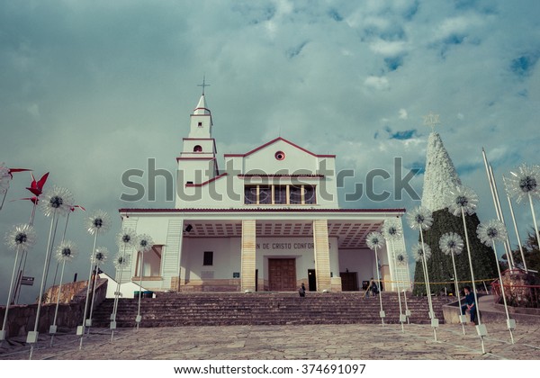 church on top of mountain in bogota