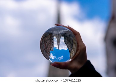 Reflection Night Scape Throught Crystal Ball Stock Photo (Edit Now ...