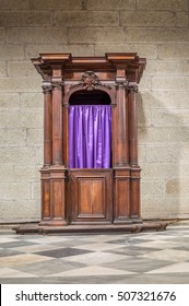 Catholic Confessional Booth Or Box In A Church