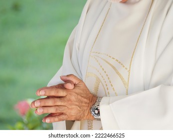 Catholic Priest Praying Hands Joined