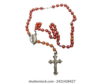 Catholic rosary isolated white