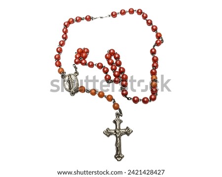 Catholic rosary on isolated white background
