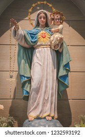 Catholic Statue Our Lady Of The Holy Rosary With Child Jesus