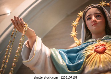 Catholic Statue Our Lady Of The Holy Rosary Immaculate Heart 