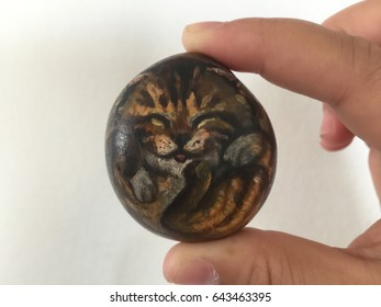 Cats Painting On Rocks Taken With A Phone.