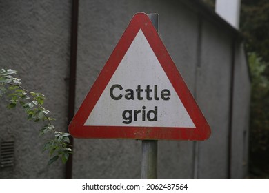 Cattle grid warning road sign
