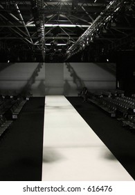 A Catwalk Before The Show. London Fashion Week ( Podium In LFW Tent)