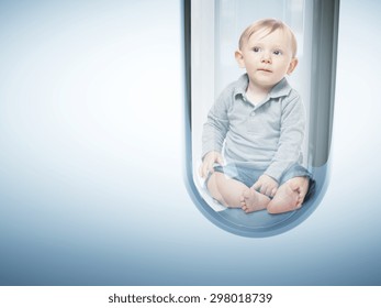 Caucasian Baby In Test Tube 3d