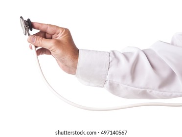 Caucasian businessman holding stethoscope