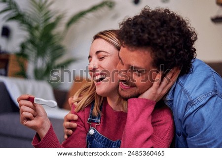 Image, Stock Photo couple of future parents expecting a baby in summertime