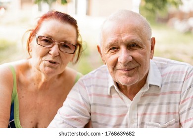 CAUCASIAN Couple Of Silent Generation In Their 80s. Happy Senior Healthy Man And Woman