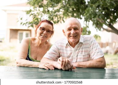 CAUCASIAN Couple Of Silent Generation In Their 80s. Happy Senior Healthy Man And Woman